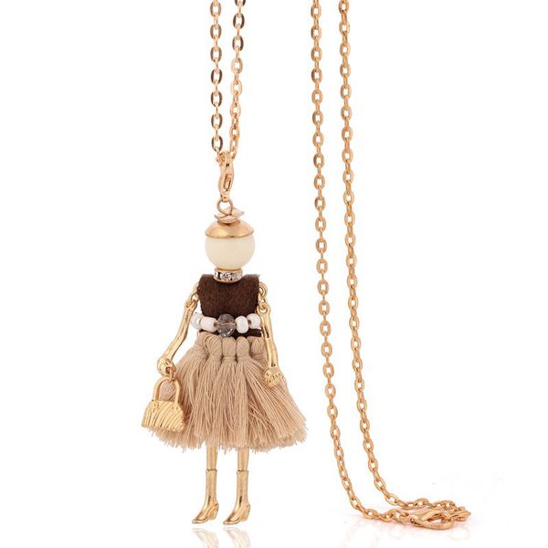

whole salefrench paris vintage necklace dress long chain doll statement choker pendant fashion jewelry big tassel necklace for women 2017, Silver