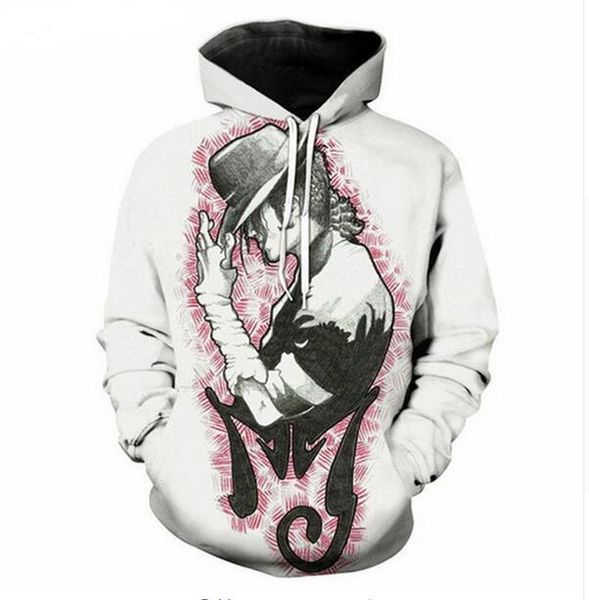 

fashion womens/mens harajuku style classic star michael jackson funny 3d print casual crewneck hoodies plus size l0m0025, Black