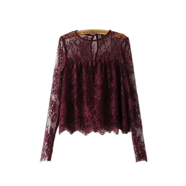 maglia di pizzo trasparente