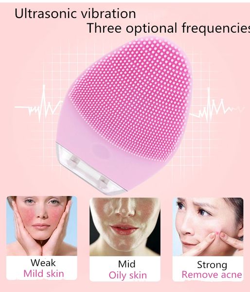 

seeklove latest facial electric cleaning brush 100% waterprof skin massager women protable facail whitning vibration cleanser face care tool, Black;white