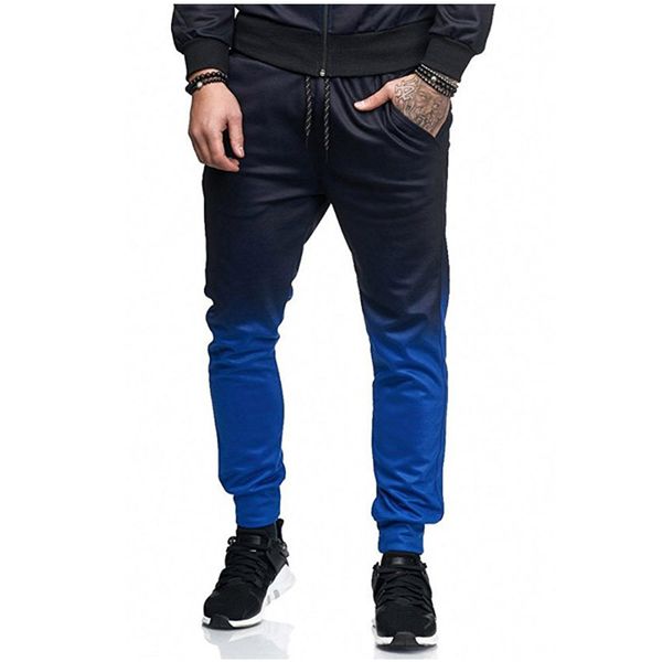 

2018 autumn men's pants fashion brand slim printing stitching elasticity men casual pants man trousers mens joggers 3xl, Black