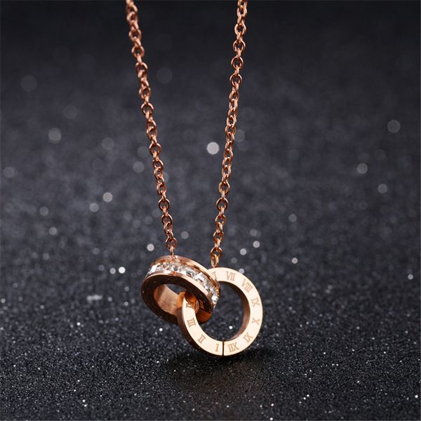

whole salenew rinestone pendant mens' necklace rose gold link chain rotating roman numerals pendant necklace for couple's jewelry, Golden;silver