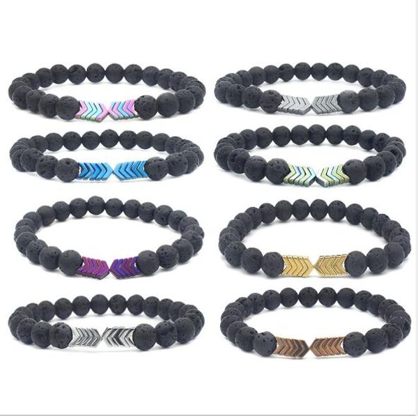 

природный черный камень лавы бусины магнит стрелка браслет diy эфирное масло диффузор браслет для женщин йога ювелирные изделия, Black