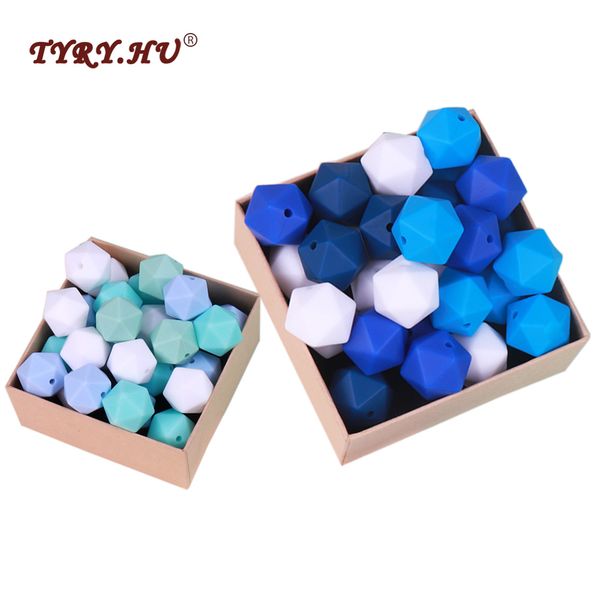 

tyry.hu 20pc silicone beads icosahedron shaped baby teething grade silicone bead for diy jewelry making necklace/bracelet