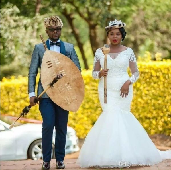 

2020 русалка свадебные платья с длинными рукавами пышные плюс размер вечерние свадебные платья sweep поезд пользовательские зашнуровать корс, White