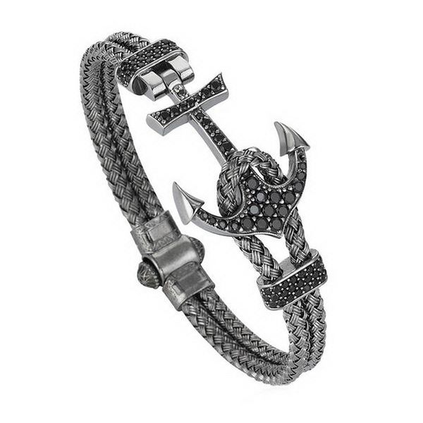

anchor cuff bracelets & bangles men atolyestone bracelet gold stainless steel anchor black leather cuff bangles pulsera bcb-0125