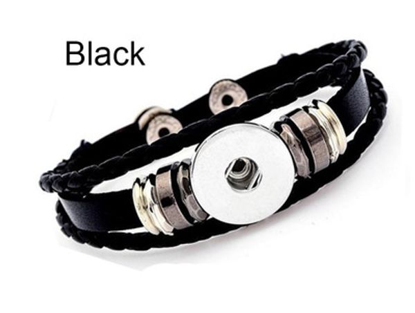 

5colors multilayer leather noosa chunk bracelet 20mm metal button bracelet diy ginger snap button statement jewelry dhl free, Golden;silver