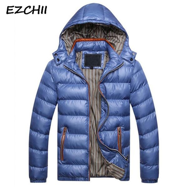 

mens lightweight warmer parkas long sleeve slim hooded jackets zipper winter autumn casual outwear coat hombre jaqueta, Black