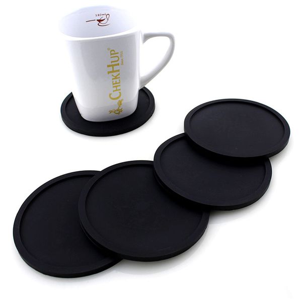 

silicone drink coaster non-slip rubber coasters cup dish mats raised lip catches water pot holder durable flexible home party gifts