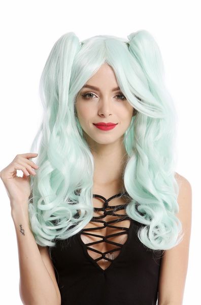 

ladies' wig cosplay 2 braids long wavy gothic lolita japan mint green, Black