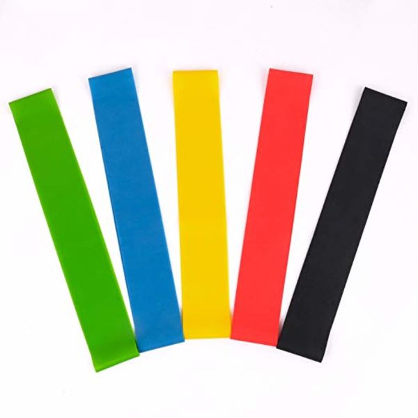 

set of 5 sport resistance loop bands for glutes crossfit workout physical therapy pilates yoga & rehab kinetic exercise bands