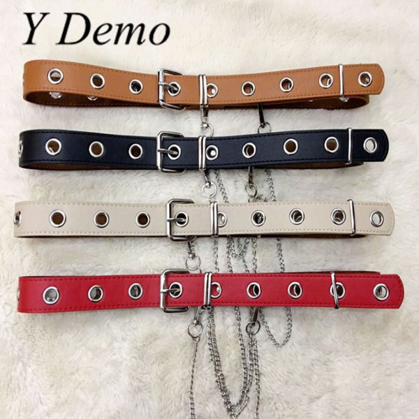 

y demo harajuku ring chain belt for fashion streetwear accessary, Black;brown