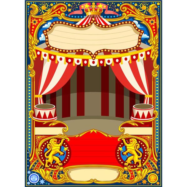 Customized Circus Stage Foto Booth Pano de Fundo Impresso Estrelas Pontos Branco Vermelho Listrado Cortinas Bebê Crianças Festa de Aniversário de Fundo
