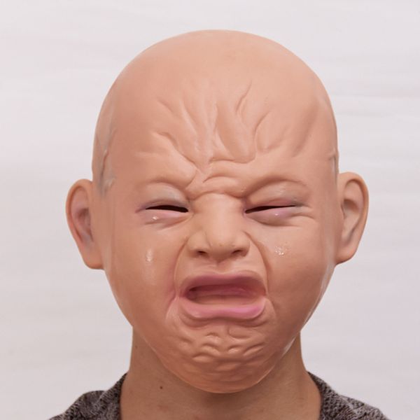 

male female latex mask hood realistic full face street funny disgusted happy cry baby party masks for halloween carnival