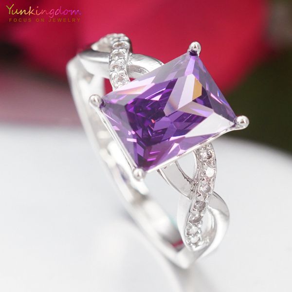 

yunkingdom brand crystals engagement ring wholesale 4 colors cubic zirconia elegant fashion jewelry rings for women, Golden;silver