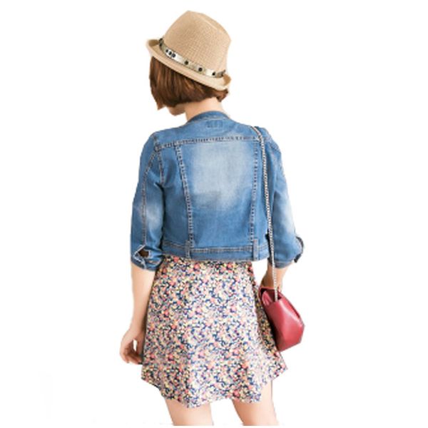 

Solid Spring Antumn Short Denim Jackets Vintage Casual Coat Women's Denim Jacket for Outerwear Jeans Female Plus Size 2XL
