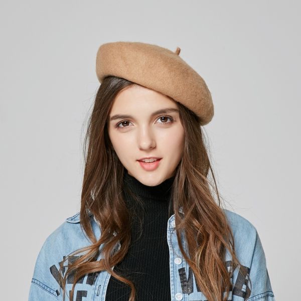 

girls knitted beret hat lady winter warm british style painter hat students warm wool octagon hats leisure beret cap b-8693, Blue;gray