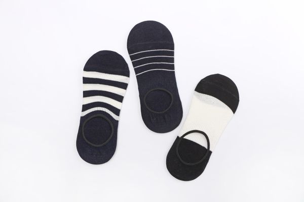 

spring and summer coon stripes men's socks silicone anti-skid stealth socks breathable casual no show socks 12 pairs/lot, Black