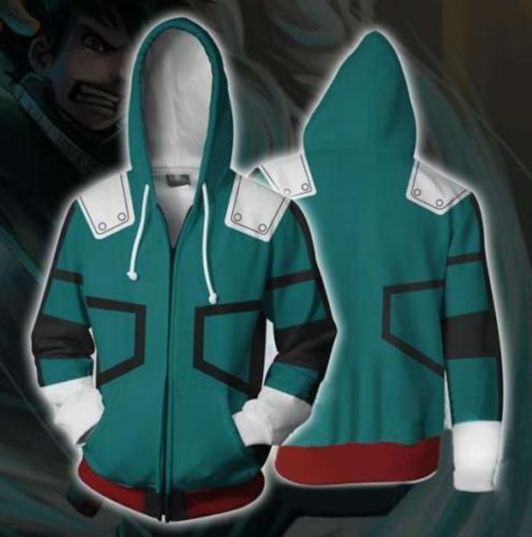 

my hero boku no academia s3 izuku midoriya sweatshirt hoodie jacket cosplay coat new, Black