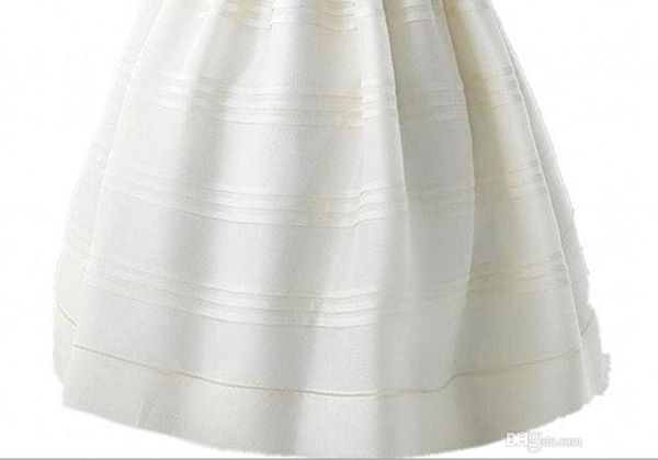 Prinzessin Weiß Erstkommunion Kleider Kleine Blumen Mädchen Hochzeit Party Kleid Kurzen Ärmeln Satin Vestidos De Comunion 20222225