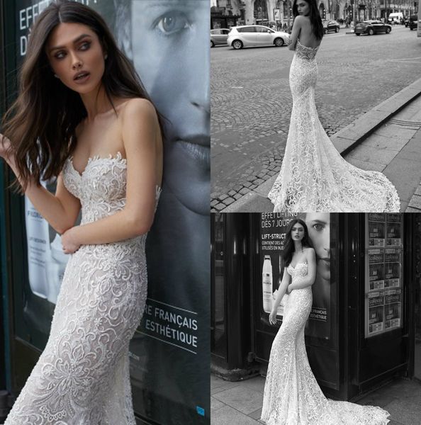 

julie vino 2019 mermaid full lace wedding dress sweetheart backless bridal gowns sweep train vestido de novia wedding gowns custom, White
