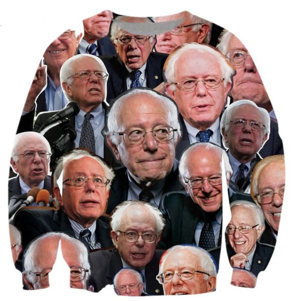 

новейшие моды для женщин / мужчин бернард сандерс harauku стиль смешные 3d печатных crewneck кофты толстовки k158, Black