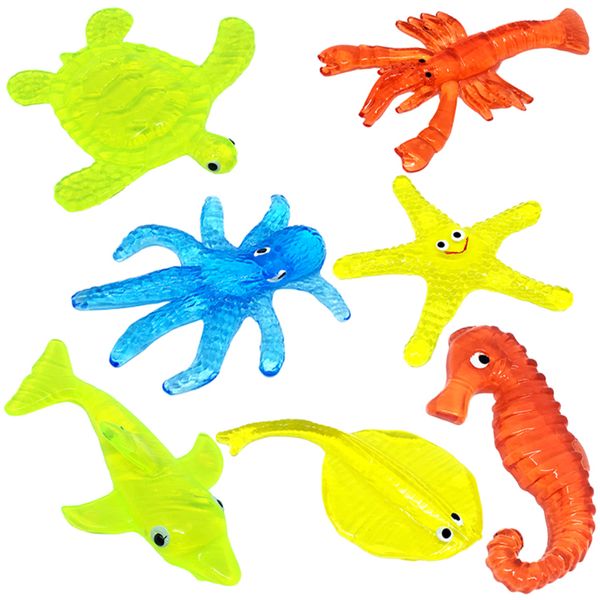 TPR Soft Material Decompression Starfish Octopus Shark Toy Sticky Marine Animal Toys For Children'day Promotional Gifts