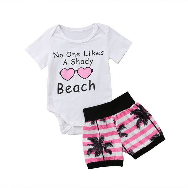 

newborn baby boy girl hawaii tops t-shirt pants shorts outfits clothes set, White