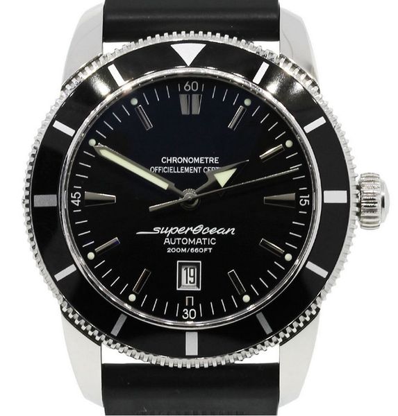 

высокое качество новый a1732024 superocean heritage резиновый ремешок автоматические механические мужские спортивные часы черный циферблат м, Slivery;brown