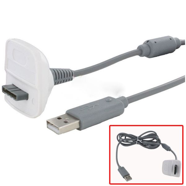 Neues schwarzes graues USB-Ladekabel-Kabel-Spiel-Ladegerät-Adapter für XBOX 360 Xbox360 Slim-Controller DHL FEDEX EMS KOSTENLOSER VERSAND