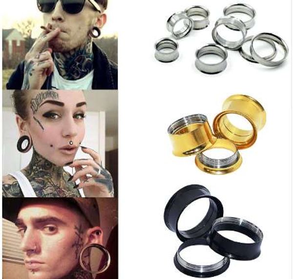 1 Pair Paslanmaz Çelik Kulak Tüneli Reamer Çift Flared Vida Kulak Dilatörleri Göstergeleri Vücut Piercing Büyük Boy Genişletici