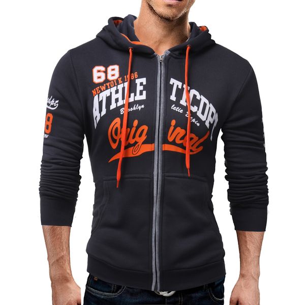 

2018 hoodies men sudaderas hombre hip hop mens brand letter hooded zipper hoodie sweatshirt slim fit men hoody m-xxxl, Black