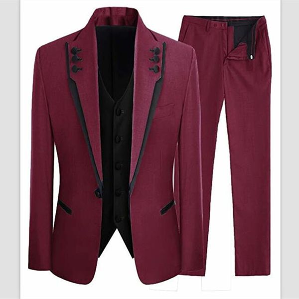 Setwell Mode grau 3 Stück Männer Anzüge Hochzeit Anzüge Ein Knopf Bräutigam / Bestman Smoking Anzug Mantel Pant Design Bilder (Jacke + Weste + Hosen)