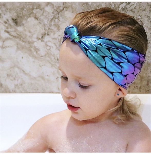 Baby Girls Mermaid Fascia Sequin Bow Bambini Scintillio Galleria Metallica Copricapo Turbon Knot Bambini Accessori per capelli per bambini KHA428