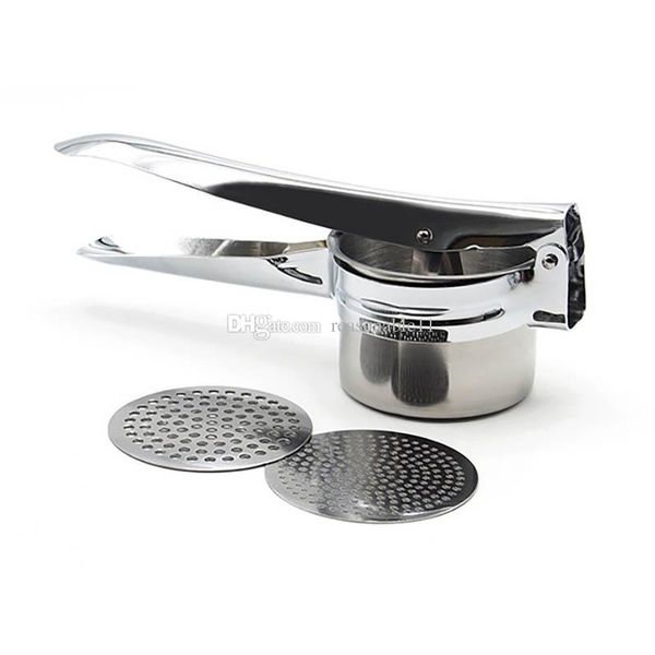 

potato fruit masher stailess steel mash with interchangeable discs and soft grip handle kitchen tools food grade material