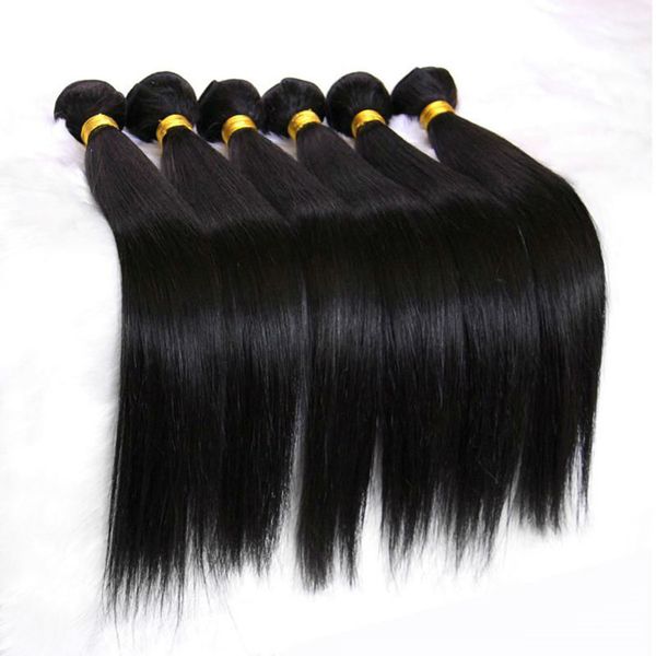

unprocessed brazillian wave straight hair extensions human hair weave bundles 100gr piece 3 pcs lot free, Black