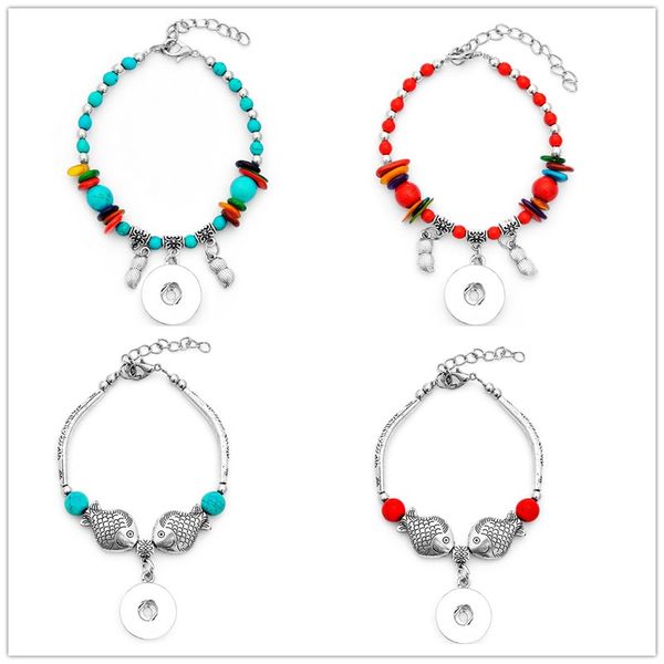 

noosa chunks snaps jewelry 5styles imitation turquoise 18mm snap button bracelet for women snap button jewelry, Golden;silver