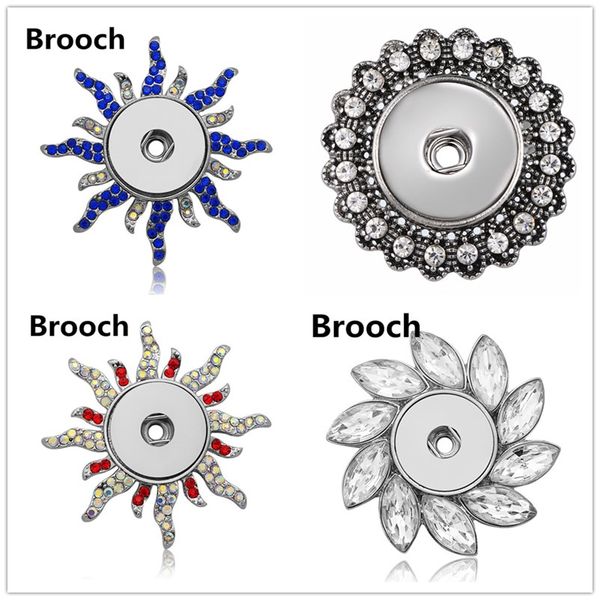 

4 styles snap button jewelry 18mm snap buttons charm crystal pins brooches for women snaps jewelry, Gray