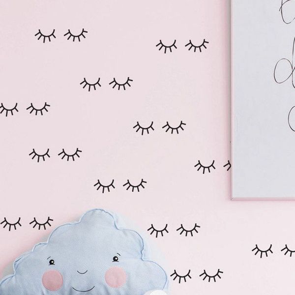 

24pcs removable sleepy eyes eyelash baby nursery wall stickers,m2s1