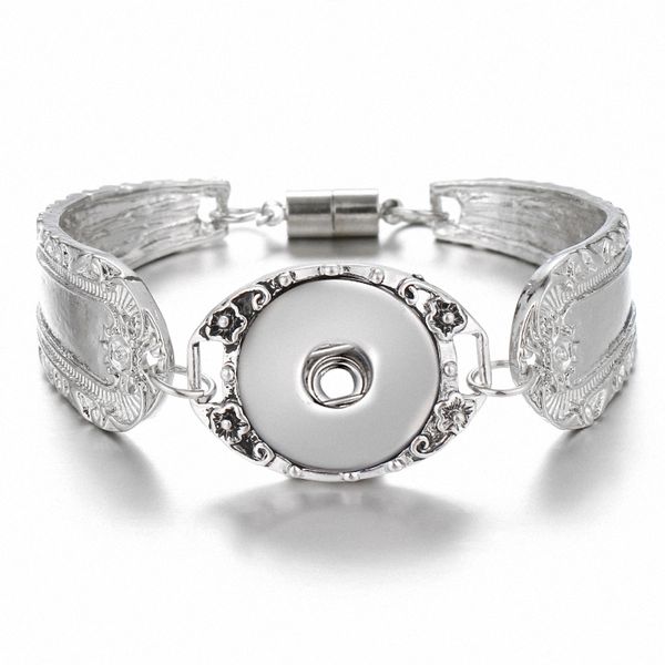 

diy старинные серебряные браслет noosa 18 мм оснастки кнопки браслеты шарма цветочным узором магнитная пряжка ювелирные изделия dc165b, Golden;silver