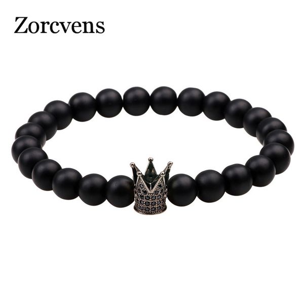 

yobrand trendy imperial crown charm bracelets men natural stone stone beads for women men jewelry pulsera hombres, White