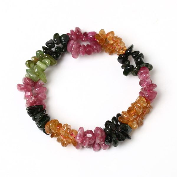 

natural tourmalines hand string to send gravel, double chain bracelet, crystal hand string, lady jewelry, wholesale jewelry, Golden;silver