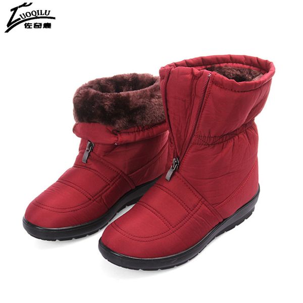 

2017 fashion snow boots women winter boots warm mother shoes waterproof women boots bota feminina plus size 41 42, Black