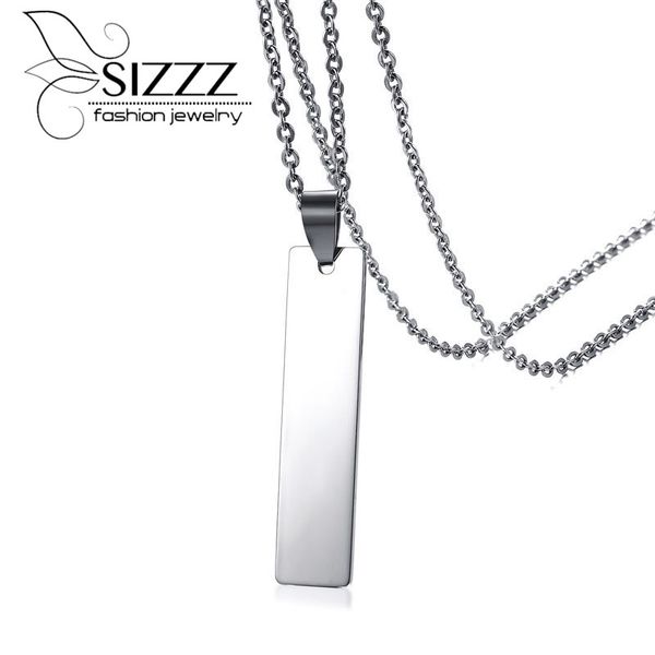 

sizzz trend jewelry 43mm stainless steel strip silver white pendant & necklaces for men, Black