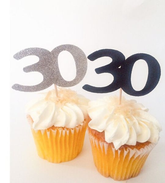 Fashion Glitter Cupcake Toppers 30th Birthday Decorations Custom