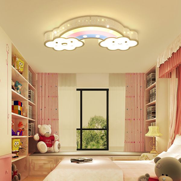 2019 Nursery Children Babies Kids Bed Room Bedroom Night Lighting Iron Cute Lovely Smile Cloud Rainbow Led Ceiling Light Lamp Fixture From Alluring