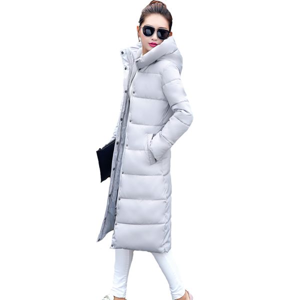 

women's down & parkas 2021 solid hooded collar parka long coat cotton full sleeves thicken jacket regular winter women snow outwear, Black
