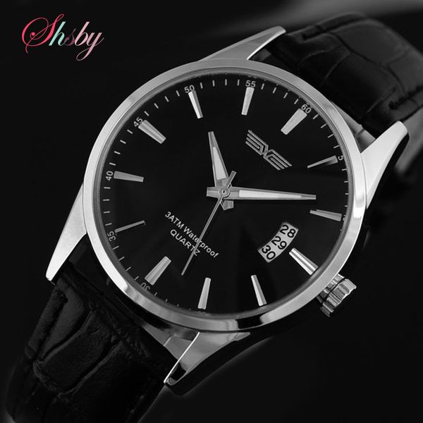 

shsby sell quartz business men's watches,men's watches,men's leather strap sports watches, Slivery;brown