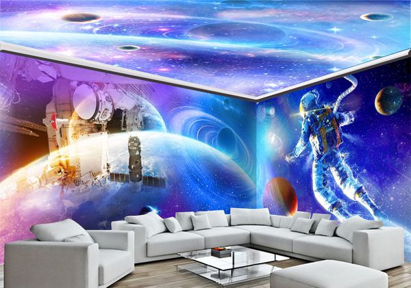 Custom Retail Fantasy Blue Space Station Astronaut Space 3d Background Into Class Space Mural High Quality Wallpapers Free Download High Res Desktop