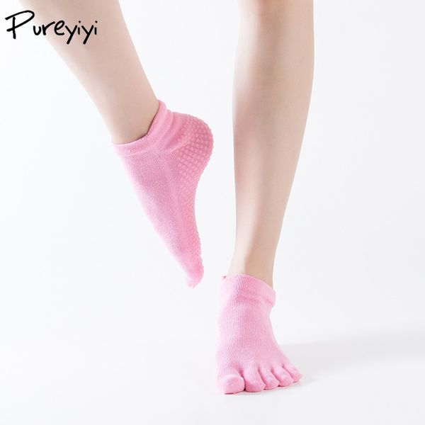 

women yoga toes sport yoga socks gym dance sport exercise five fingers socks non slip massage fitness accessories dots, Black